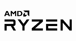 AMD Ryzen logosu, fütüristik bir yazı tipinde‘AMD RYZEN' kelimeleri