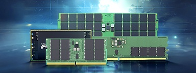Una toma frontal de distintos tipos de módulos Kingston DDR5 RAM