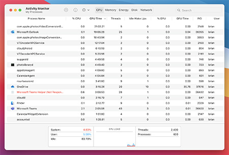 Close Power-Hungry Programs Mac Activity Monitor