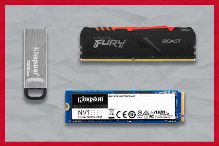 Инженерное искусство USB-накопитель DT Kyson, модуль памяти FURY Beast DDR4 RGB и твердотельный накопитель NV1 от компании Kingston