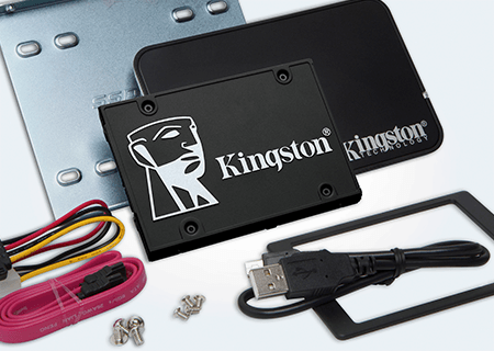 KC600 SSD 설치 키트 USB 3.0 엔클로저, USB 케이블 및 데스크탑용 장착 브래킷이 장착된 Kingston KC600 SSD