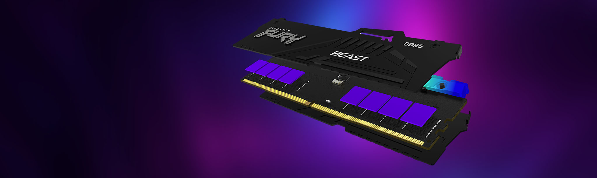 主板中的 Kingston FURY Beast DDR5 RGB 内存模块