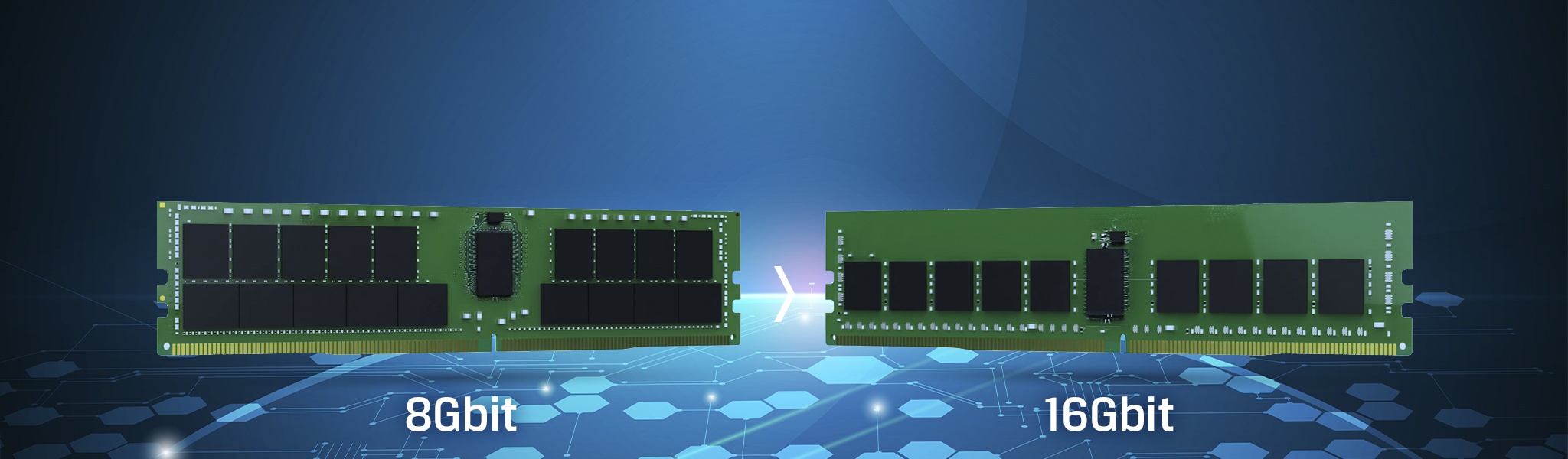 8Gbit and 16Gbit DDR4 memory modules visual comparison
