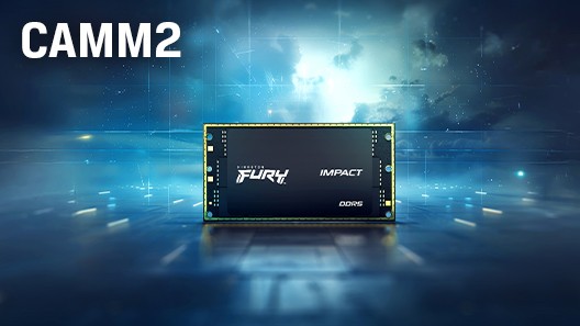 Kingston CAMM2 RAM モジュールのクローズアップ