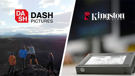 DASH Pictures 和 Kingston Technology 徽标 – 从 Fantastic Friends 和 Kingston 的 DC NVMe SSD 拍摄的山景