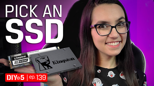 Trisha Hershberger holding an M.2 and SATA SSD