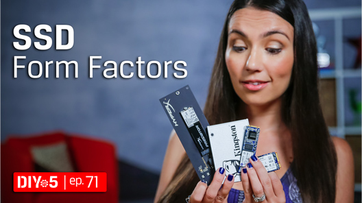 Trisha Hershberger holding SSDs in a variety of form factors
